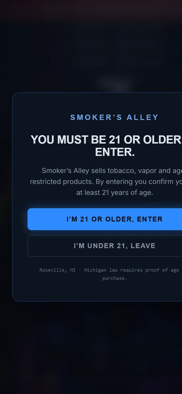 The public Smoker's Alley storefront